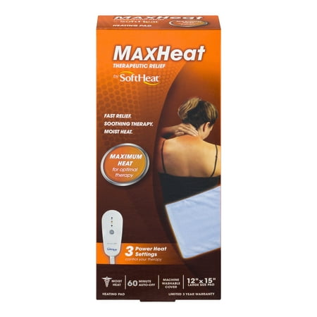 MaxHeat Therapuetic Relief 3 Power Heat Settings Heating Pad Large Size Pad, 1.0 CT