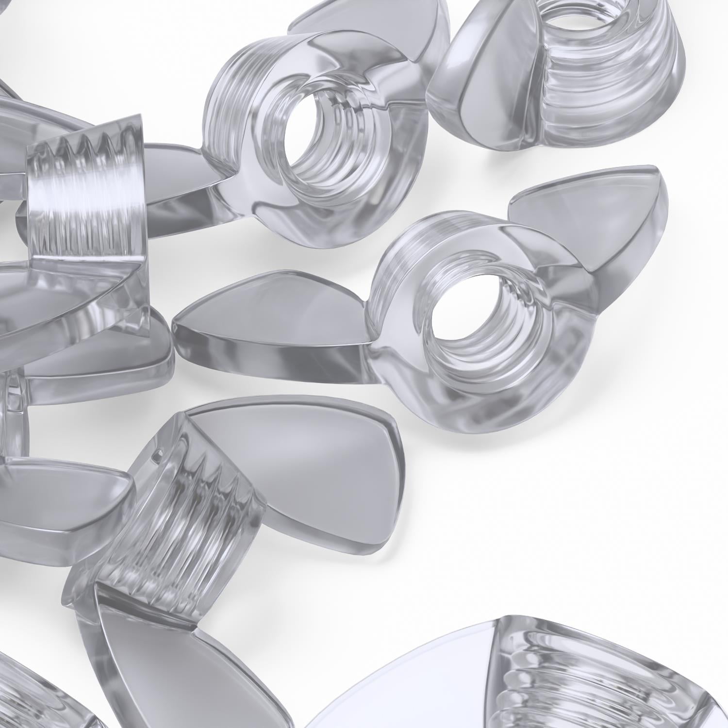 Pack of 20 Transparent Clear Plastic Acrylic M4 Butterfly, Wing Nuts - Acrylic Plastic Screws, (5/32 in)