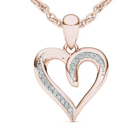 Gold Diamond Lariat - Imperial 1/20 Carat T.W. Diamond Heart-Shape 10kt Rose Gold Necklace