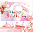 thumbnail image 2 of Happy Birthday for Girls Party Supplies Unicorn Decoration Rainbow Backdrop Indoor Outdoor Decorations for Kids 45" x 70", 2 of 8