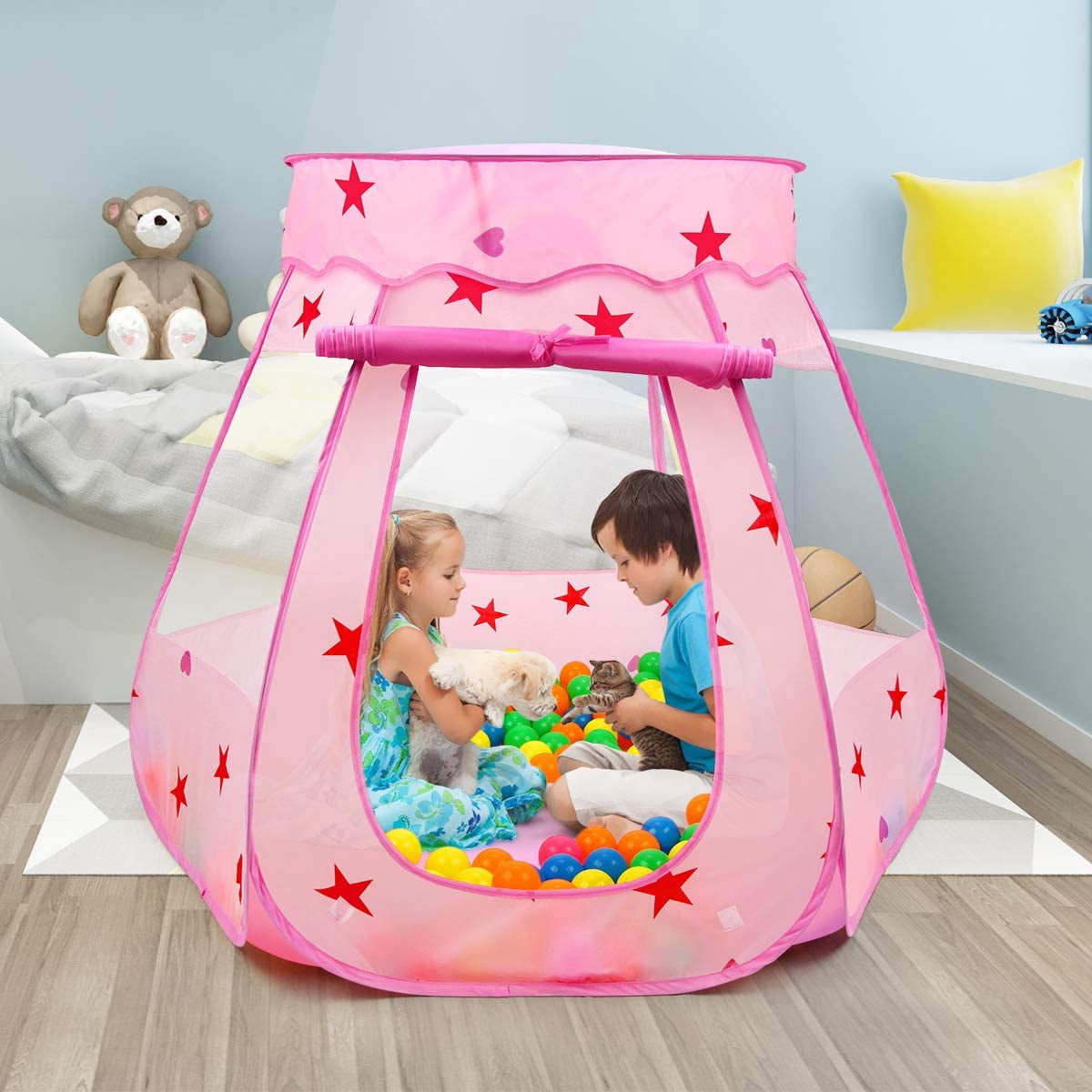 Kids Play Tent Pop Up Tent for Girls Princess Princess Castle Large Playhouse Indoor Outdoor Foldable popup Dream CastleTent Gift for 5 6 7 8 Girls