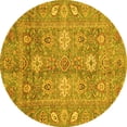 thumbnail image 1 of Ahgly Company Indoor Round Oriental Yellow Traditional Area Rugs, 7' Round, 1 of 4