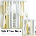 thumbnail image 6 of 100% Blackout Curtains with Sheer Overlay Mix and Match Double Layer Drapes 54 Inch Length 2 Panels for Bedroom Living Room Yellow White Ombre Grommet Window Treatment with Tiebacks, 6 of 19