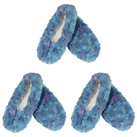 

Adult Super Soft Warm Cozy Fuzzy Soft Touch Slippers Non-Slip Lined Socks - Berry Blend - 3 Pairs