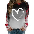 thumbnail image 2 of FASHOFT Valentines Shirts for Women Cute Love Heart Graphic Shirts Heart Print Long Sleeve Tops Crewneck Pullover Sweatshirt Grey M, 2 of 4