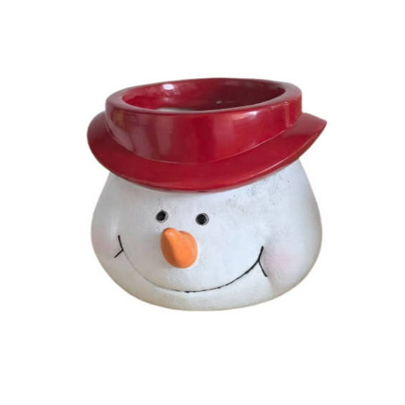 Horivan Christmas Snowman Flower Pot with Red Black Hat Cute Resin Planter Desktop Decor for Holiday Home Office Decoration Small Succulent Planter