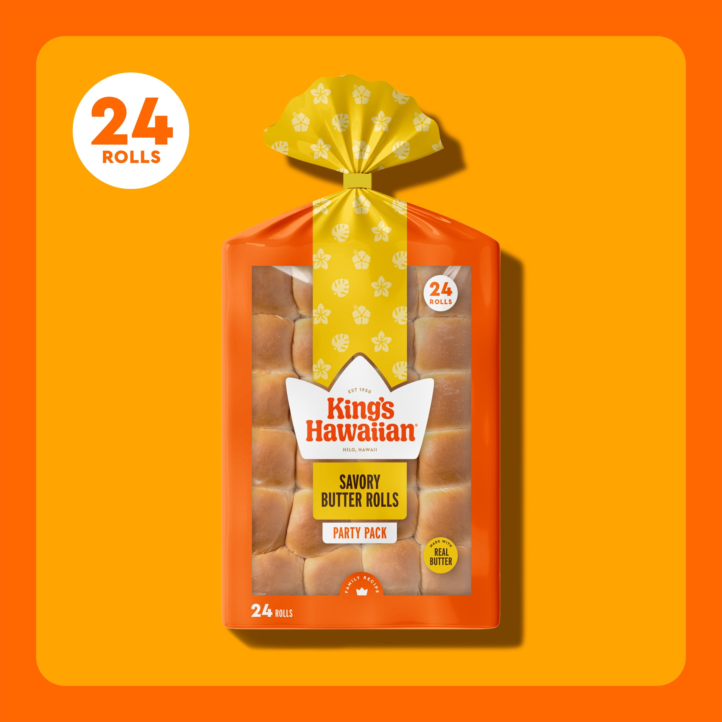King's Hawaiian Savory Butter Rolls 24 Count, 24 oz, Shelf-Stable