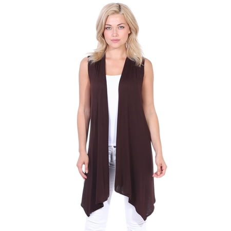 Cut Paste Womens Drape Cardigan Sleeveless Vest Brown Made