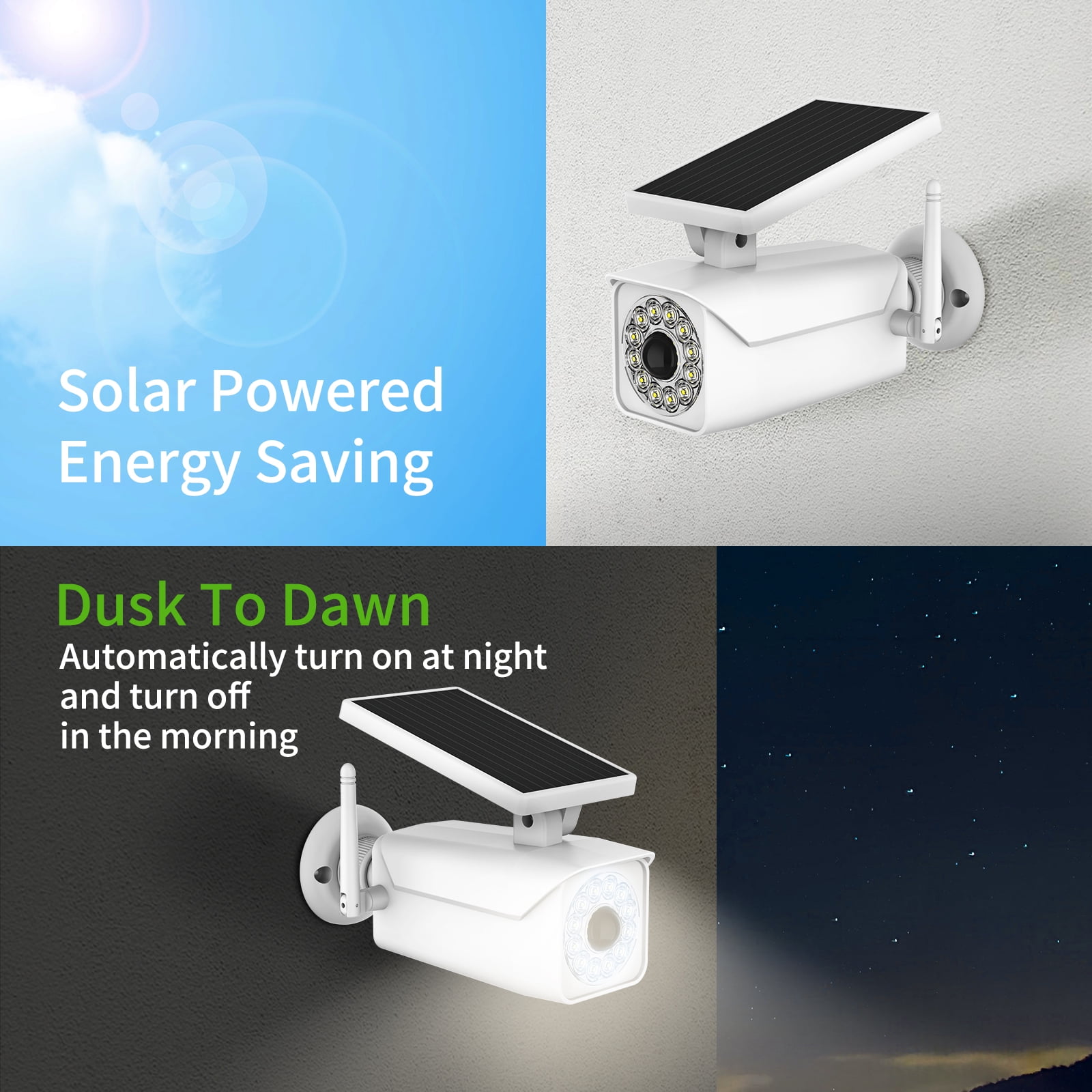 Hyper Tough Solar Motion Security Light, Simulated Camera, White, 120° Beam Angle, 800 Lumens