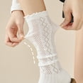 thumbnail image 6 of Aellinatey Ruffle Knee Highs Trouser Socks Hollowed Knits Stockings Over the Calf Socks, 6 of 13