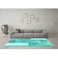 thumbnail image 3 of Ahgly Company Machine Washable Indoor Square Patchwork Turquoise Blue Transitional Area Rugs, 8' Square, 3 of 4