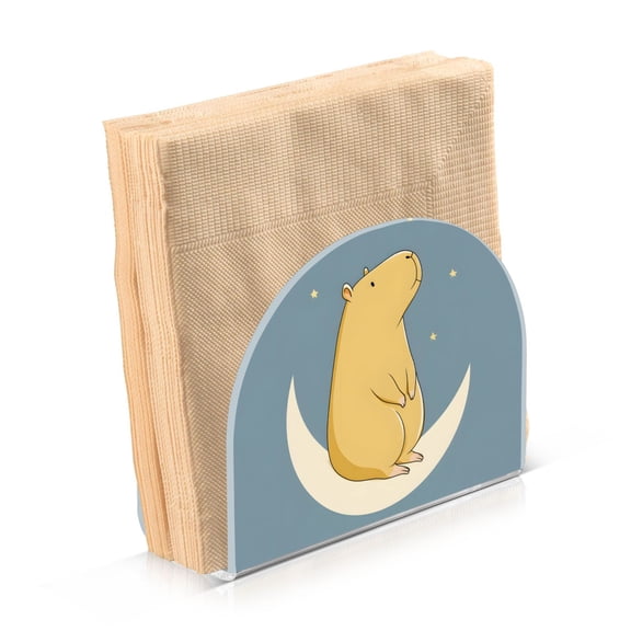 Dailycode Napkin Holder for Table Acrylic Kitchen Paper Tissue Dispenser, Capybara on Moon