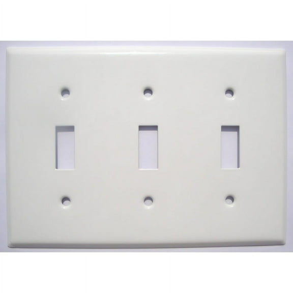Mulberry 86073 3-Gang Toggle Light Switch Wall Plate, Standard Size Cover, Painted Steel, White