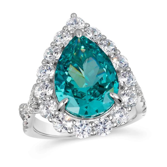 Quelque Chose d'Emprunté. Quelque Chose de Neuf. Quelque Chose de Vert. Ravive Sa passion avec TheJewelryHut Paraïba d'Inspiration Vintage et Couleur Blanche Cristalline en Argent Plaqué Platine Bague Cocktail