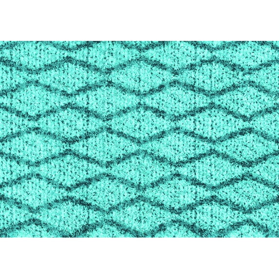 Ahgly Company Machine Washable Indoor Rectangle Trellis Turquoise Blue Modern Area Rugs, 7' x 9'