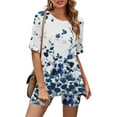 thumbnail image 1 of Ensembles d'Été 2 Pcs pour Femmes Mode Blouse à Col Rond Manches Courtes Hauts Shorts Ensembles de Costume Décontractés Ensembles Confortables pour Femmes en Liquidation, 1 of 5