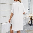 thumbnail image 5 of OSOLU Dresses Women Spring/summer Solid Color Loose Shirt Dress Mid Sleeve Button Dress Lovely Sundress Wedding Guest Dress, 5 of 5
