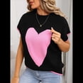 thumbnail image 4 of Suéter Corto de Corta para Mujer, Cuello Alto, Corazón, Suelto, de Punto, para San Valentín. Negro S, 4 of 10