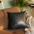 thumbnail image 1 of Boho Handcrafted Decorative Single Throw Pillow Cover Vegan Faux Leather Solid 22" x 22" Navy Blue Square for Couch, Bedding, 1 of 4
