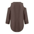 thumbnail image 5 of Cqxid525 Sales Today Clearance Womens Long Sleeve Shirts Basic Tee Button Women Ladies Clothing Loose Shirt Chiffon Zipper Long Sleeves Plus Size Tops Cold Shoulder Top Basic Tee Fashion Womens Tops, 5 of 7