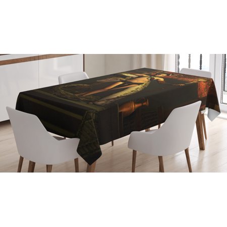 

Fantasy Tablecloth Beauty with Scepter on Stairs Leaning on Pyton Baldachin and Warp and Weft Carpet Rectangular Table Cover for Dining Room Kitchen 60 X 84 Inches Multicolor by Ambesonne