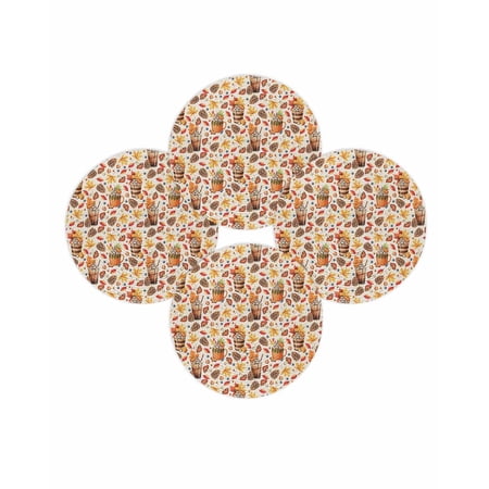 Fall Round Placemats Set of 4 Pumpkin Latte Place Mats Thanksgiving Woven Placemat Berry Maple Leaf Pine Cone Linen Circle Braided Table Mat for Kitchen Dining Table Autumn Party Home Decor 15 Inch