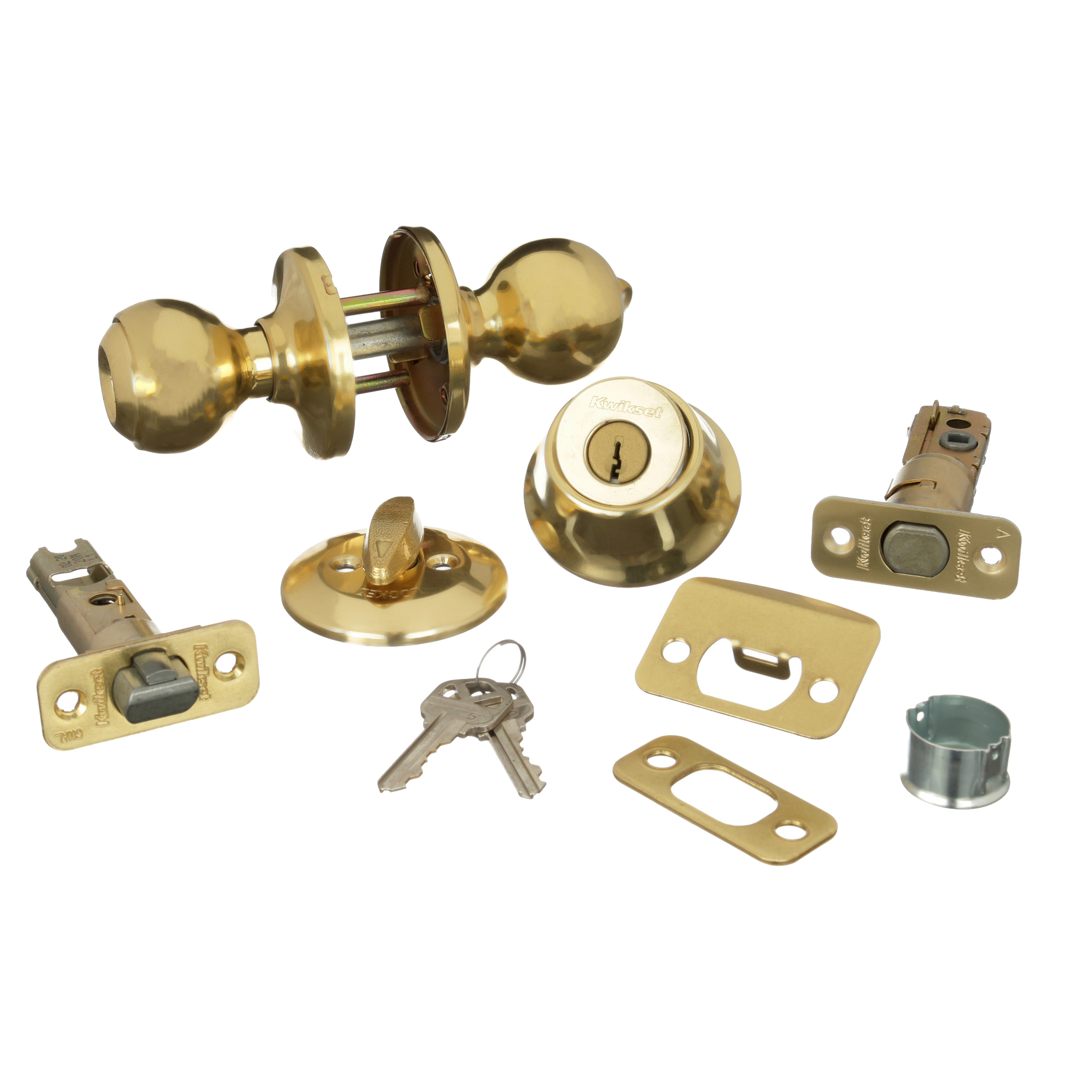 Kwikset 690 Polo Keyed Entry Knob And Sgl Cyl Deadbolt Combo Pack in PB 