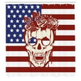 thumbnail image 3 of Ambesonne American Flag Shower Curtain, Skull Flowers, 69"Wx84"L, Red White, 3 of 5