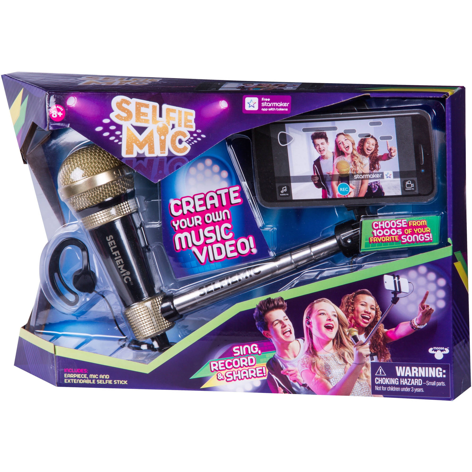 Selfie Mic, Working Microphone with Adjustable 16" Selfie Stick, Earpiece,  and App - Walmart.com - Walmart.com