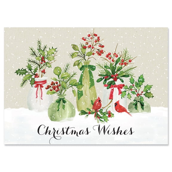 Current Christmas Vases Christmas Greeting Cards, 18 Ct., 5" x 7" Folded, Envelopes Included, Holiday, Value Pack