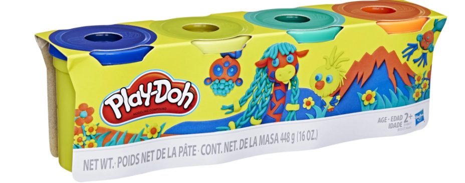 (4 pack) Play-Doh 4 Pack of Wild Non-Toxic Colors, 4-Ounce Cans (Dark Blue, Bright Green, Orange, Green), Classroom Supplies, Preschool Crafts