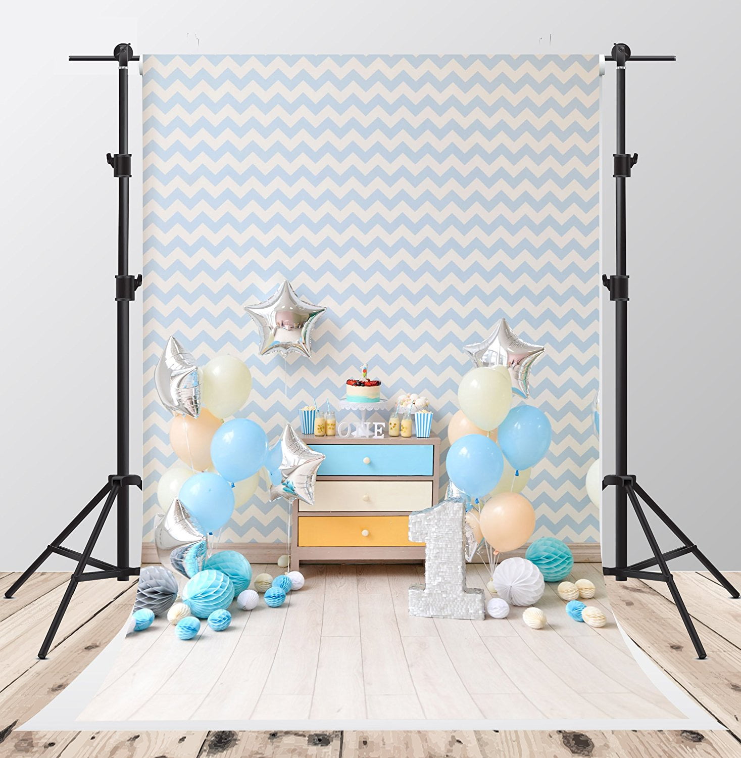 HelloDecor Polyester Fabric 5x7ft Birthday Photography Backdrops White