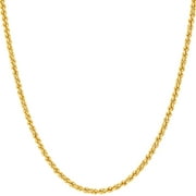 LIFETIME JEWELRY 1mm Rope Chain Necklace 24k Real Gold Plated-Women and Men (14 mm)