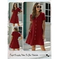 thumbnail image 6 of HUBERY Women Button Down V Neck Short Sleeve Pockets Solid Color Midi Dress, 6 of 6