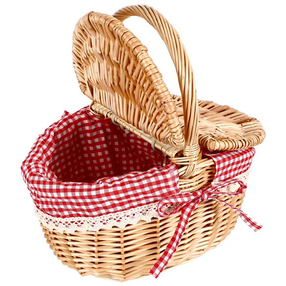 outside Rattan Storage Basket Portable Picnic Linen Material