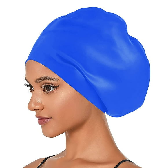 Large Swim Cap for Women Men,Waterproof Silicone Swimming Caps for Long Hair, Thick Curly Hair & Braids - Keep Hairstyle