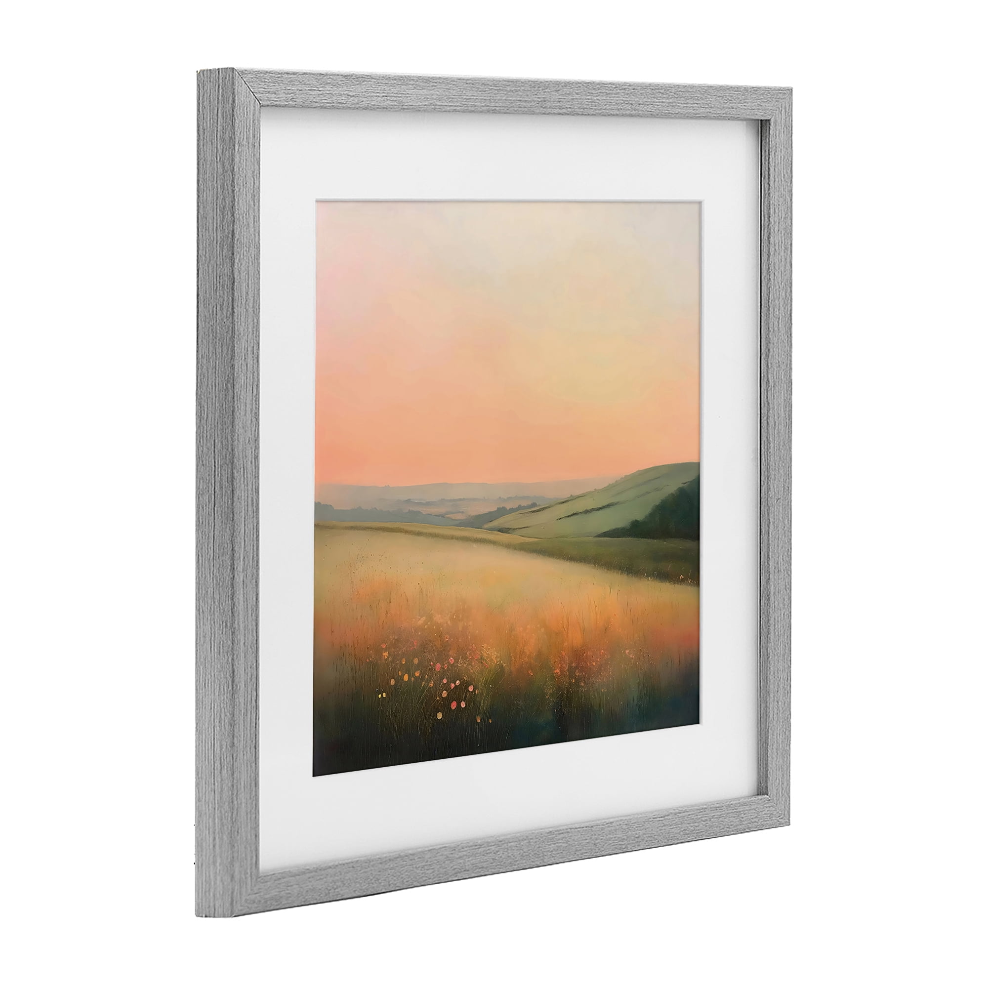 Stupell Industries Sun Coming Up Over Meadow Gray Framed Print Under Glass, design by Creative Studio