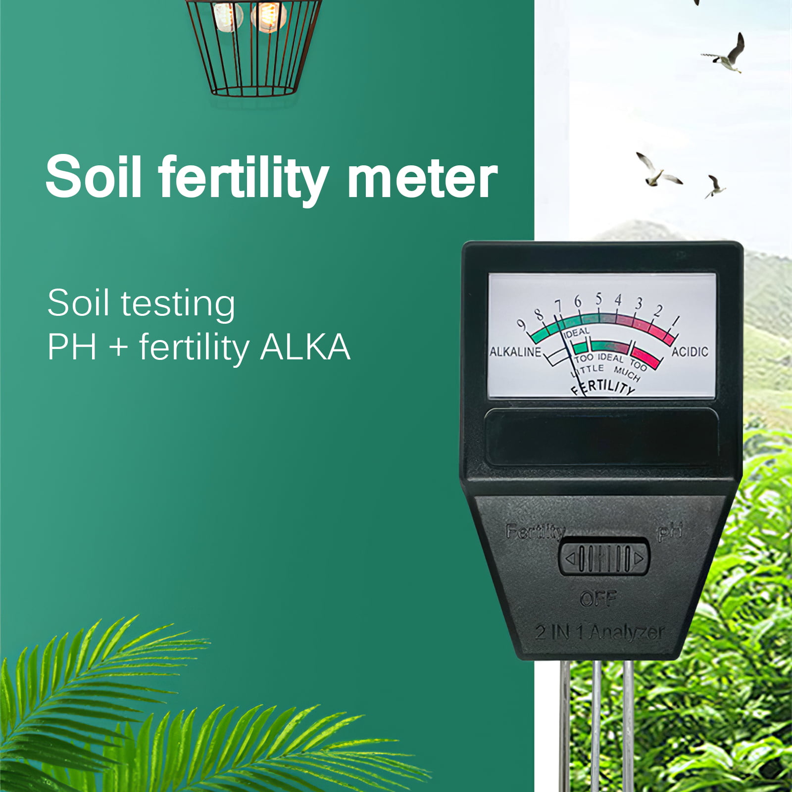 Testeur de sol 2 en 1 - pH-mètre + fertilité du sol - – Garden Seeds Market