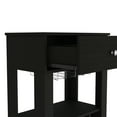 thumbnail image 3 of Royard Oaktree Wine Bar Cabinet with 12 Wine Rack and Glass Holder, Modern Bar Cart on Wheels with Storage Drawer for Wine and Liquor, Wood Rolling Kitchen Cart for Home Kitchen, Black, 3 of 6