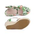 thumbnail image 4 of BLISSFUL STEP Women's Shoes Floral Printed Bow Tie Platform Slingback Espadrille Wedge Sandals Green 9, 4 of 7