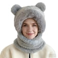 thumbnail image 4 of HNMKIU Winter Cartoon Bear Ear Thickened Pullover Hat and Scarf Set for Adults Windproof Cold Weather Outdoor Activities GY1,One Size, 4 of 4