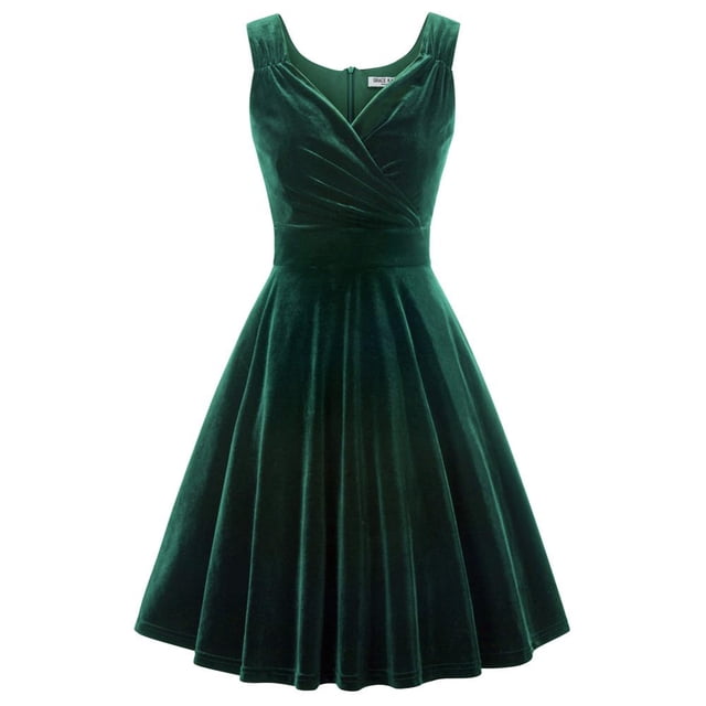 GRACE KARIN-vestidos de fiesta con lentejuelas y purpurina para mujer, vestido de terciopelo con cuello en V, línea A, vestido de noche de encaje, vestido de novia sin mangas, Invierno