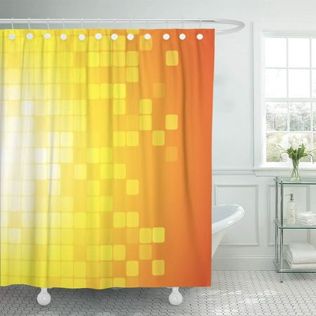 Yellow Bathroom Curtains KSADK Red Grid Abstract on Yellow Orange Pixel Digital Gold Block Color Creative Shower Curtain Bathroom Curtain 66x72 inch ()