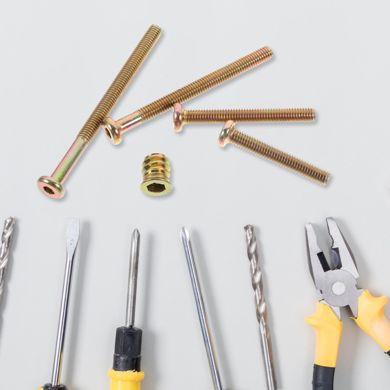 UPOUART Threaded Inserts for Furniture with Fasteners, Carbon Steel Hardware Set for Wood Repair and Assembly