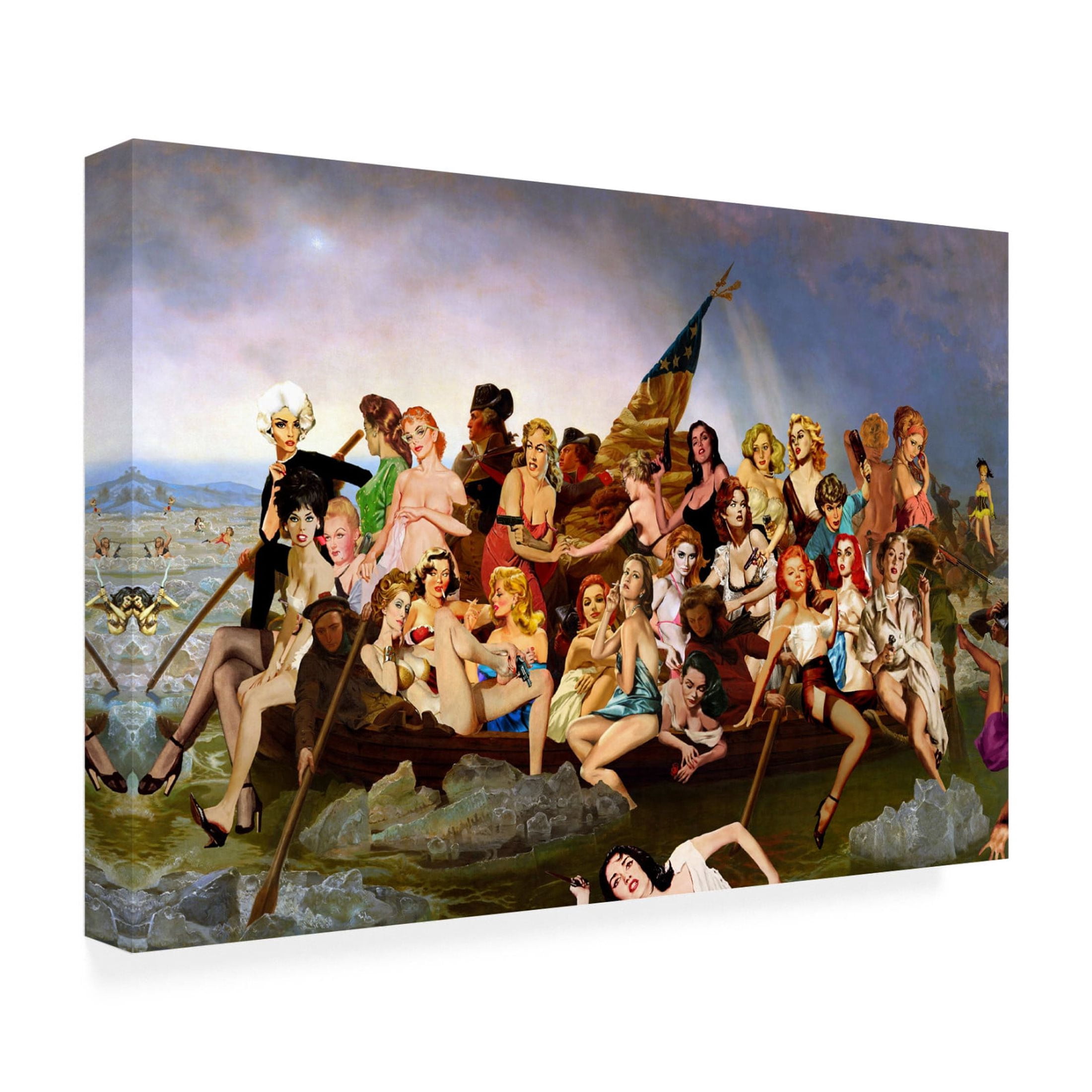 Canvas Wall Art - Barry Kite 'Dangerous Women Crossing the Delaware' Wall Art for Living Room, Bedroom, or Office Décor by Trademark Fine Art - 32 x 22 Inches
