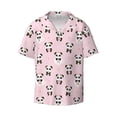 thumbnail image 2 of Lsque Cute Kawaii Panda print Men's Cuban Collar Short Sleeve Shirt Summer Beachwear Casual Button Down Fashionable Vacation Leisure Shirt-Medium, 2 of 7