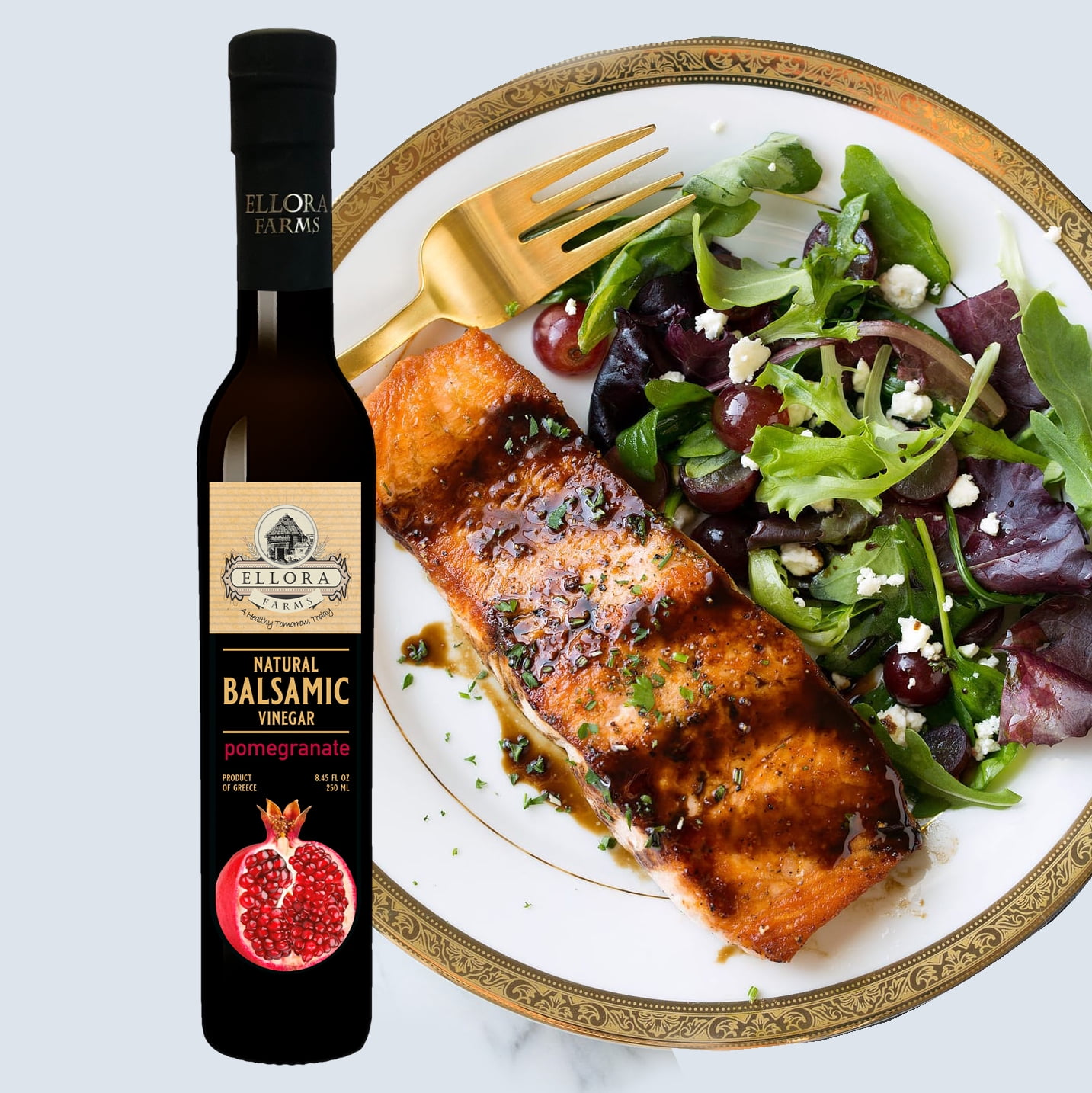 Ellora Farms Pomegranate Infused Thick Balsamic Vinegar, Glass Bottle, 8.45 oz