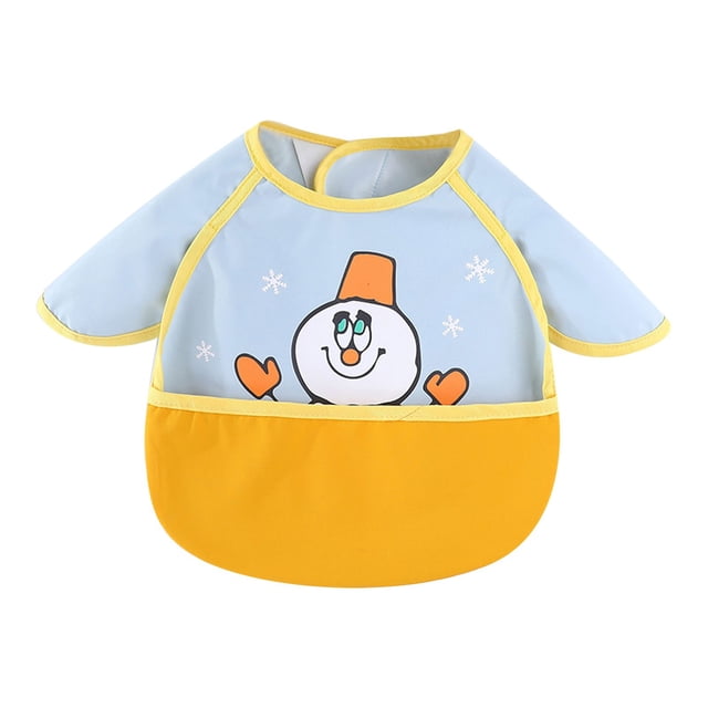 Xihbxyly Babero Antimanchas Sprout Baby, Diseño de Manga Larga con Recogedor de Comida, Tejido de Poliéster Fácil de Limpiar, Ideal para Comer y Actividades Al Aire Libre, Lavable a Máquina, Talla Ún
