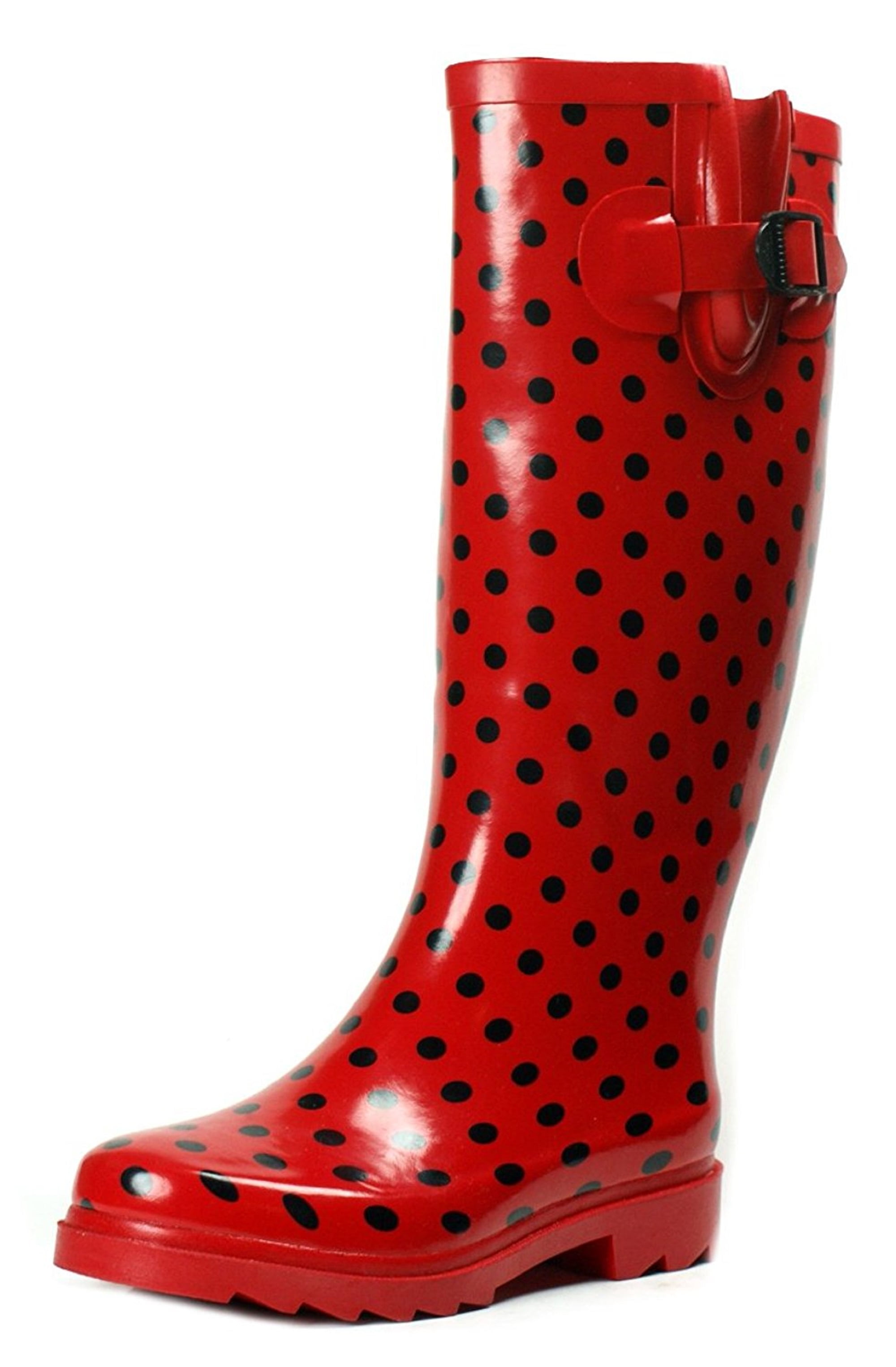 Ownshoe Women Rubber Red Polka Dots Mid 