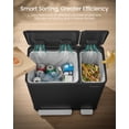 thumbnail image 2 of SONGMICS Kitchen Dual Trash Can, 13 + 5.3 Gallon 2-Compartment Trash Bin,Stainless Steel Garbage Can, Pedals, Soft-Close Lids, Inner Buckets, Black, 2 of 6